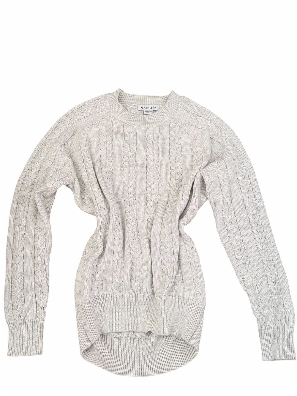 Athleta Women's Light Cream Cable Crew Sweater